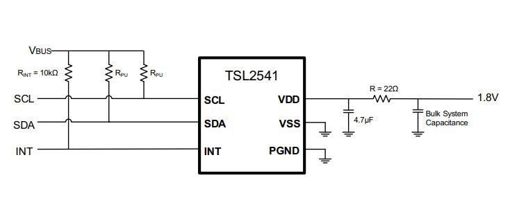 Application Circuit Diagram - ams OSRAM TSL2541 Light-to-Digital Sensor